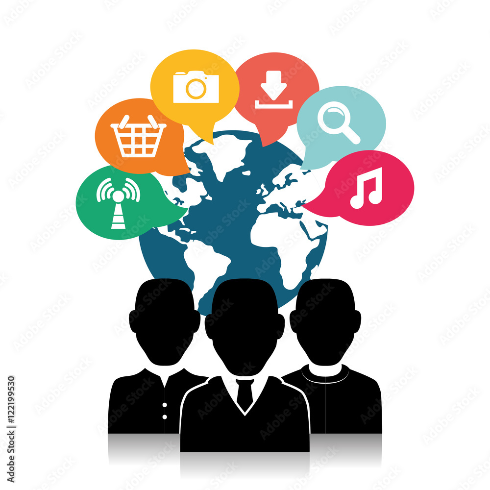 Social network icon cloud technology message business Social network icon cloud technology message business