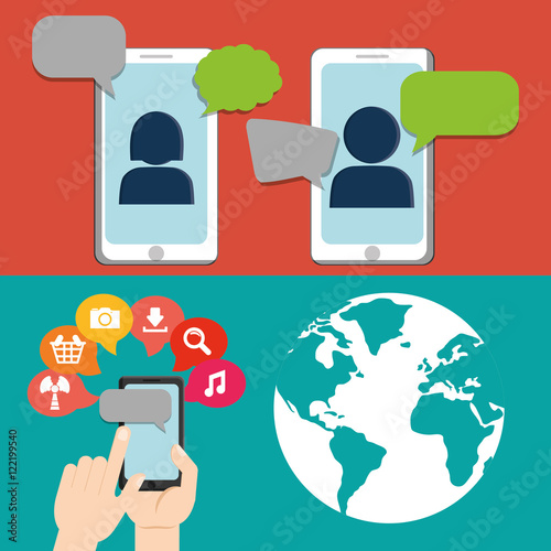 Social network person world message conversation global