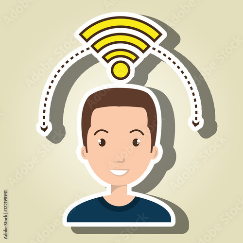 man wifi web internet connected vector illustration eps 10