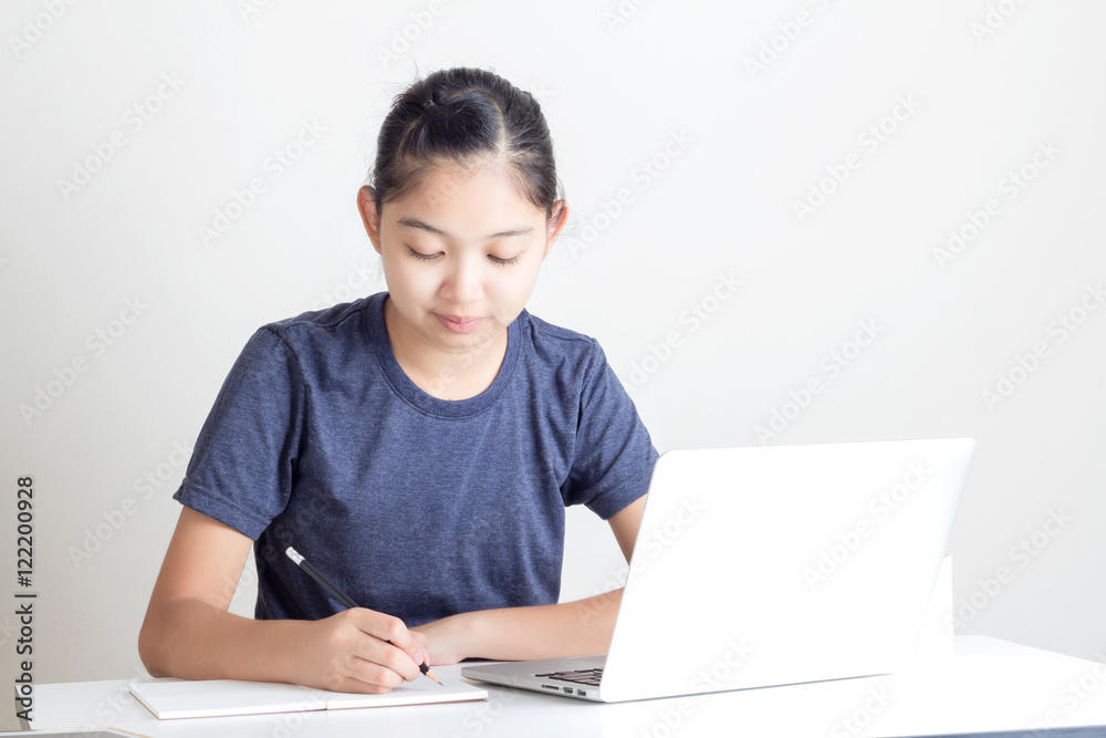Happy Young Beautiful Woman Using Laptop Happy Young Beautiful Woman Using Laptop