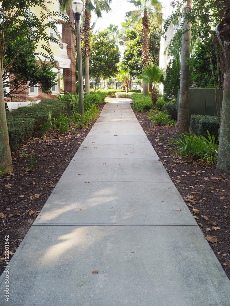 long concrete sidewalk