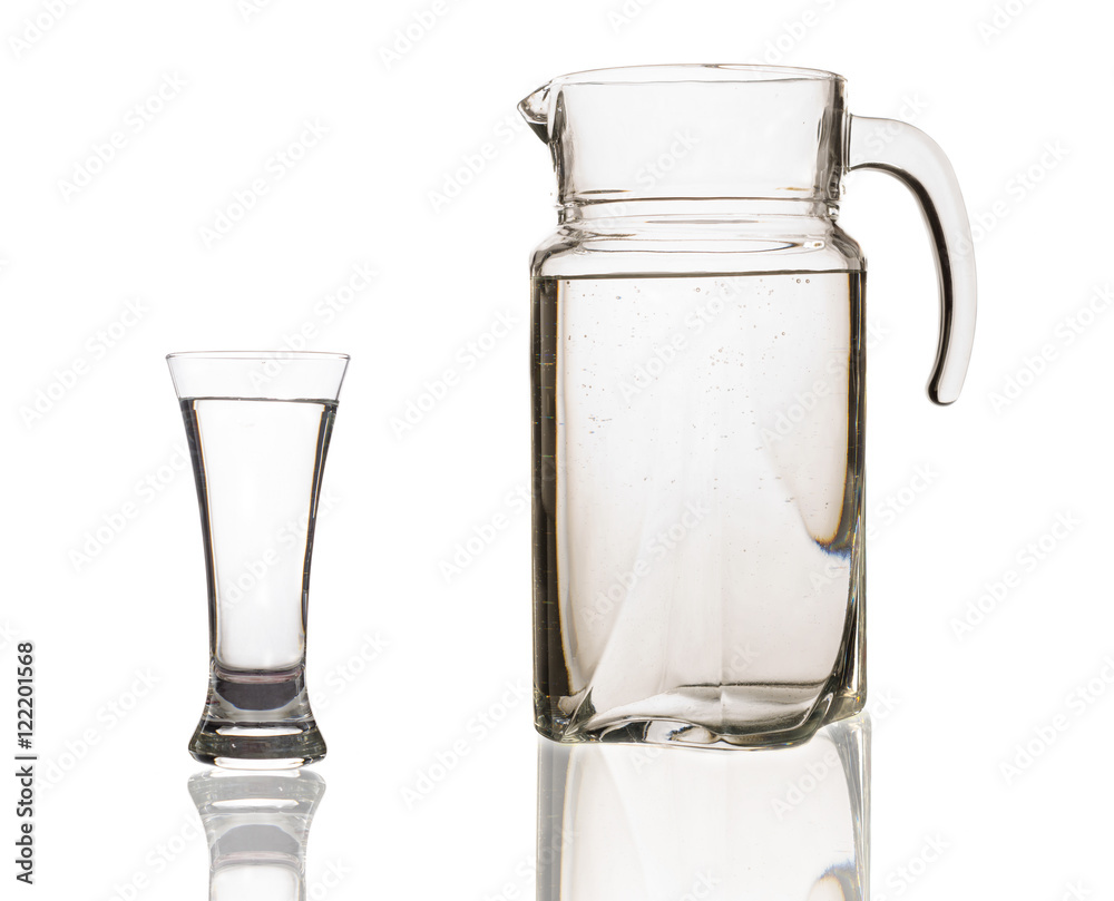 decanter and glass with clean water decanter and glass with clean water