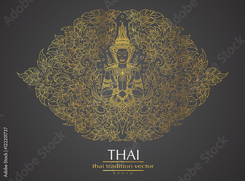 Thai art element Traditional gold for greeting cards