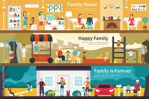 House Happy Family Is Forever flat interior outdoor concept web