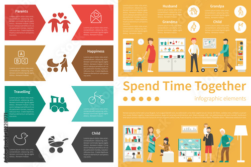 Spend Time Together infographic flat vector illustration. Presentation Concept