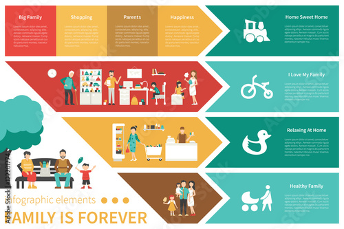 Family Is Forever infographic flat vector illustration. Presentation Concept