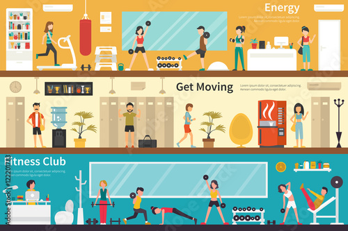 Energy Get Moving Fitness Club flat interior outdoor concept web