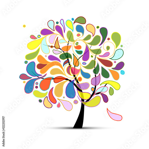 Art tree colorful for your design