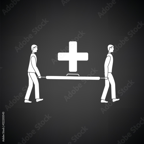 Soccer medical staff carrying stretcher icon