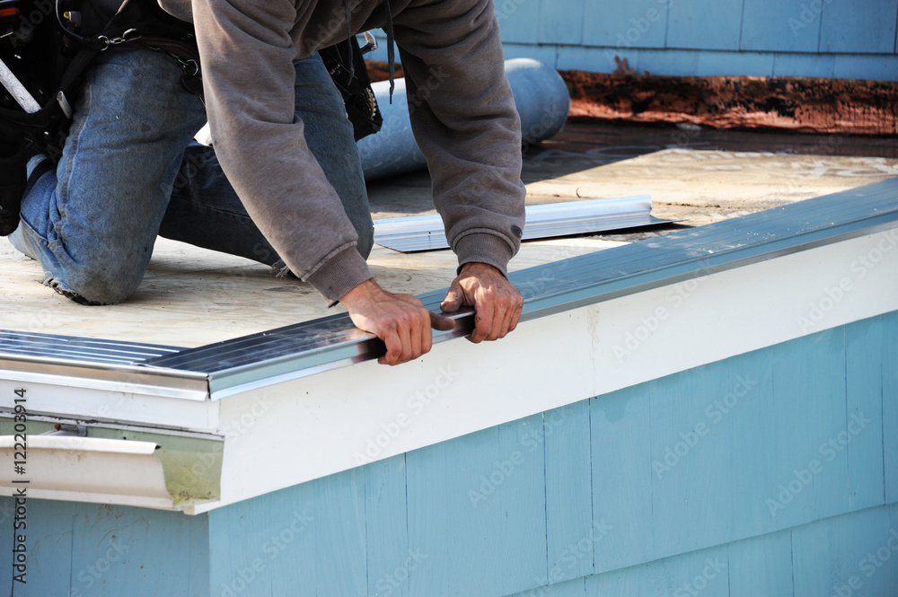 handyman working on repairing roof handyman working on repairing roof