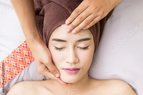 Women pay attention to health and beauty. The spa facial and body massage.