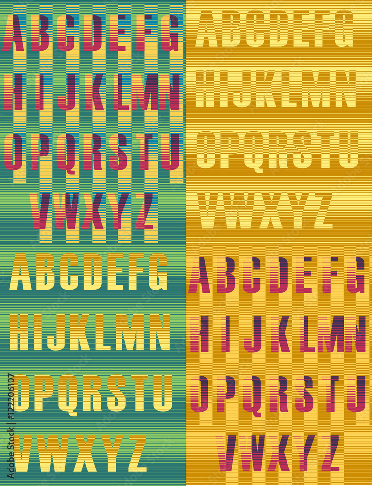 Striped artistic alphabets Striped artistic alphabets