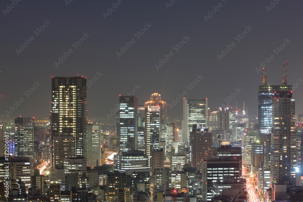 大阪のビル害の夜景