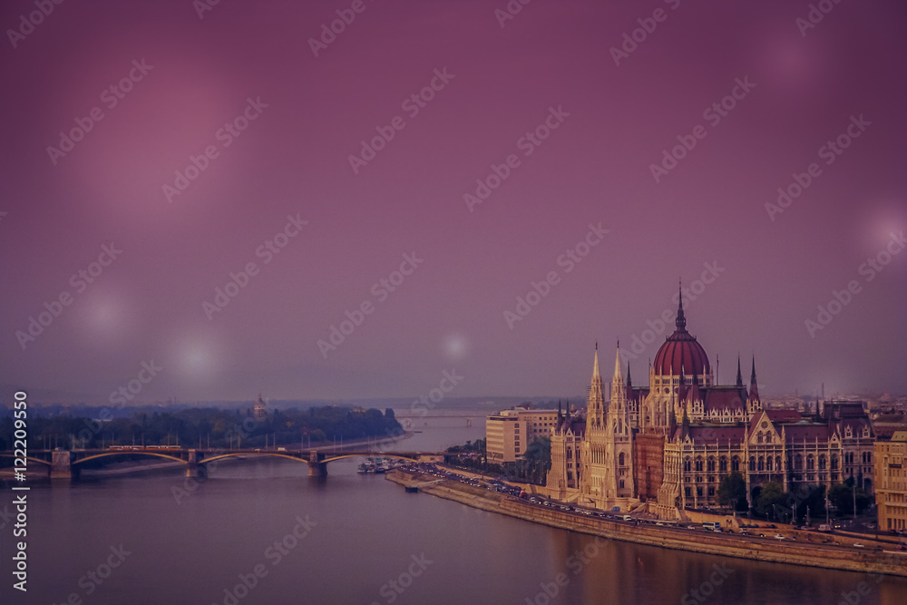 Nighttime panorama of Budapest