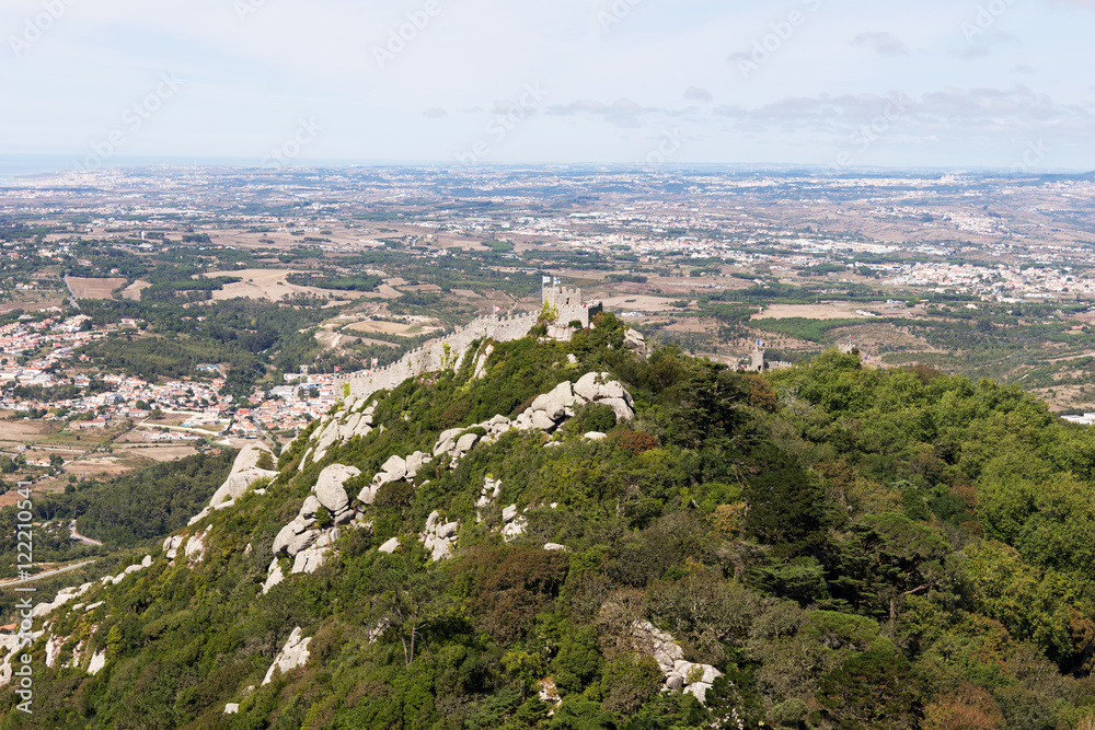 View of the Moors Castle (Castelo dos Mouros) from Palacio da Pena in Sintra