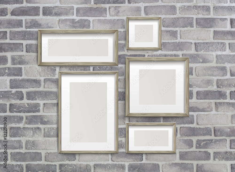 blank frames on grey birck wall blank frames on grey birck wall