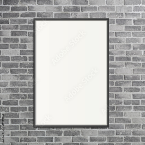 blank frame on grey birck wall