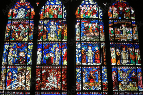 Grande verrière du XIV ème siècle : Résurrection et l'Ascension du Christ. Cathédrale Notre-Dame de Strasbourg.