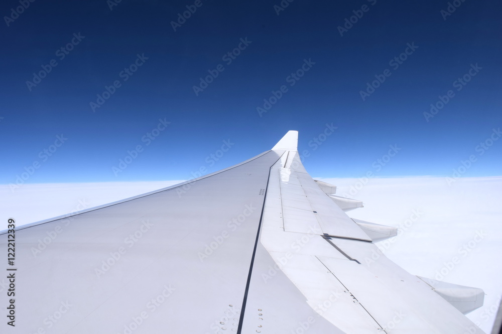 Looking through airliner window