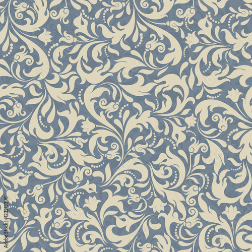 Seamless background of blue color in the style of Damascus