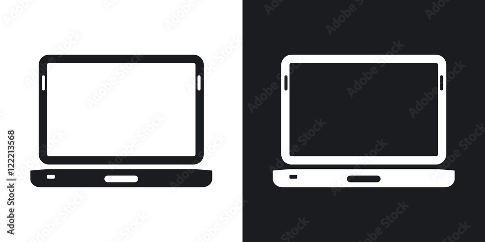 Vector laptop icon. Two-tone version on black and white background Vector laptop icon. Two-tone version on black and white background