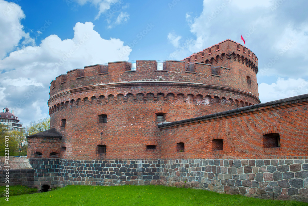 Tower of Der Dona, now museum of Amber. Part of the german defensive fortifications in the Konigsberg. After Second World War Konigsberg was called Kaliningrad and became part of Russia.