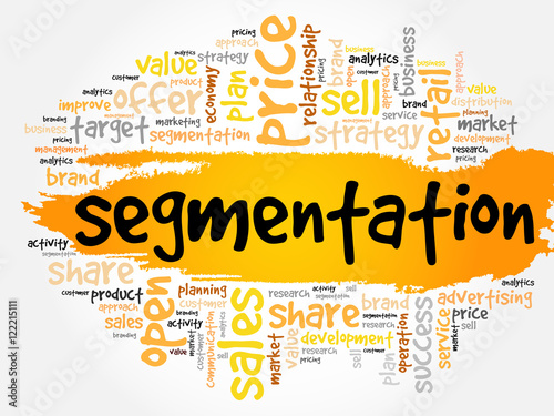 Segmentation word cloud collage, business concept background