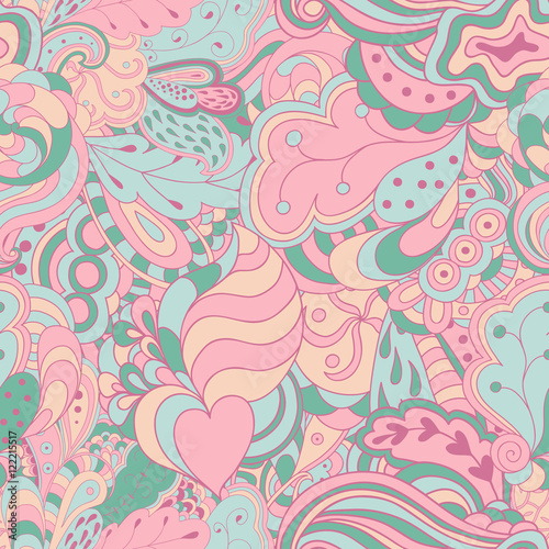 Seamless abstract hand-drawn waves pattern