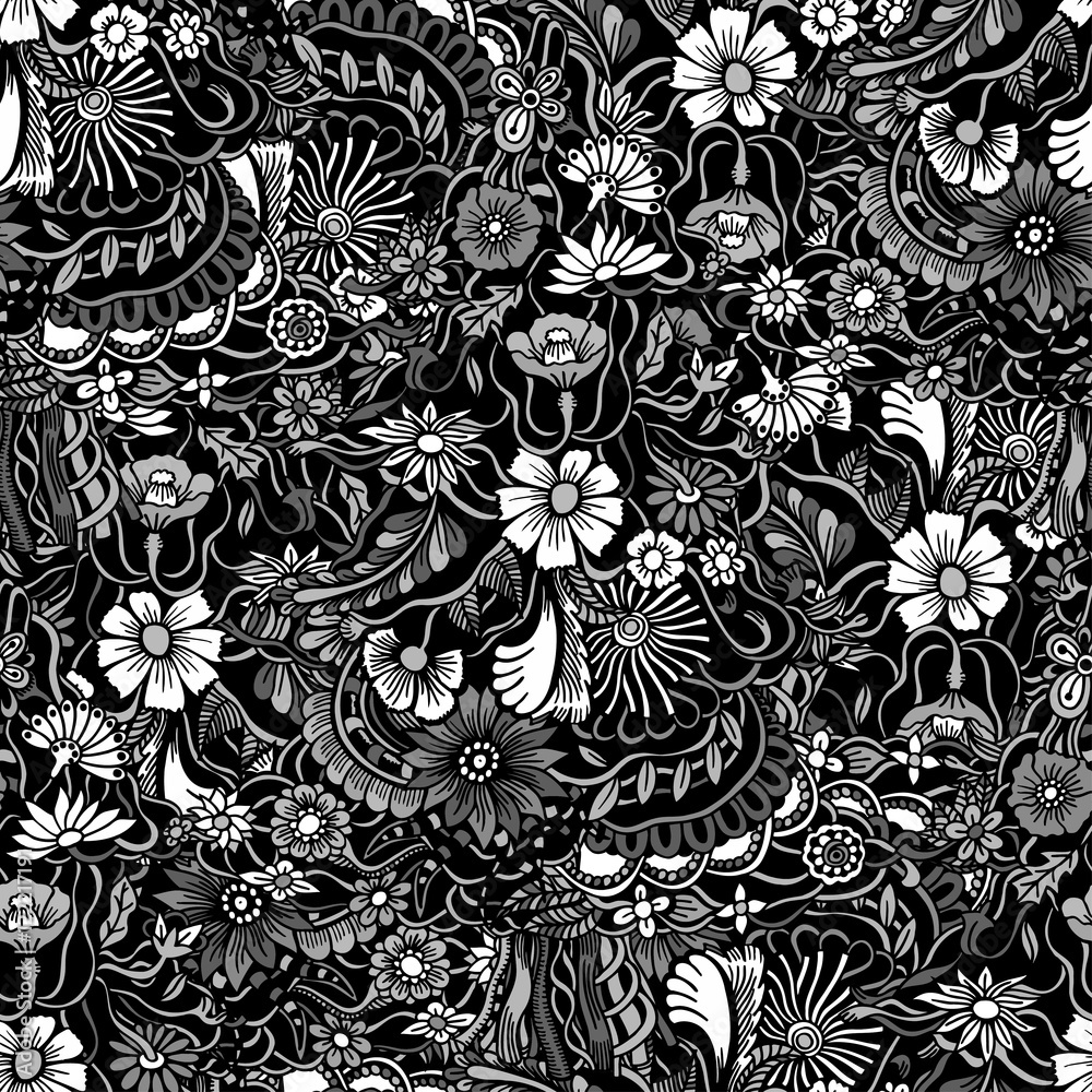 Monochrome Floral Pattern. Monochrome Floral Pattern.