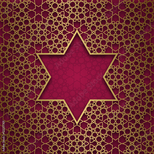 Traditional ornamental background with six pointed frame