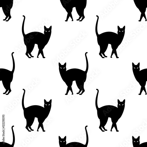 Fototapeta Naklejka Na Ścianę i Meble -  Icono plano patron gato negro sobre fondo blanco