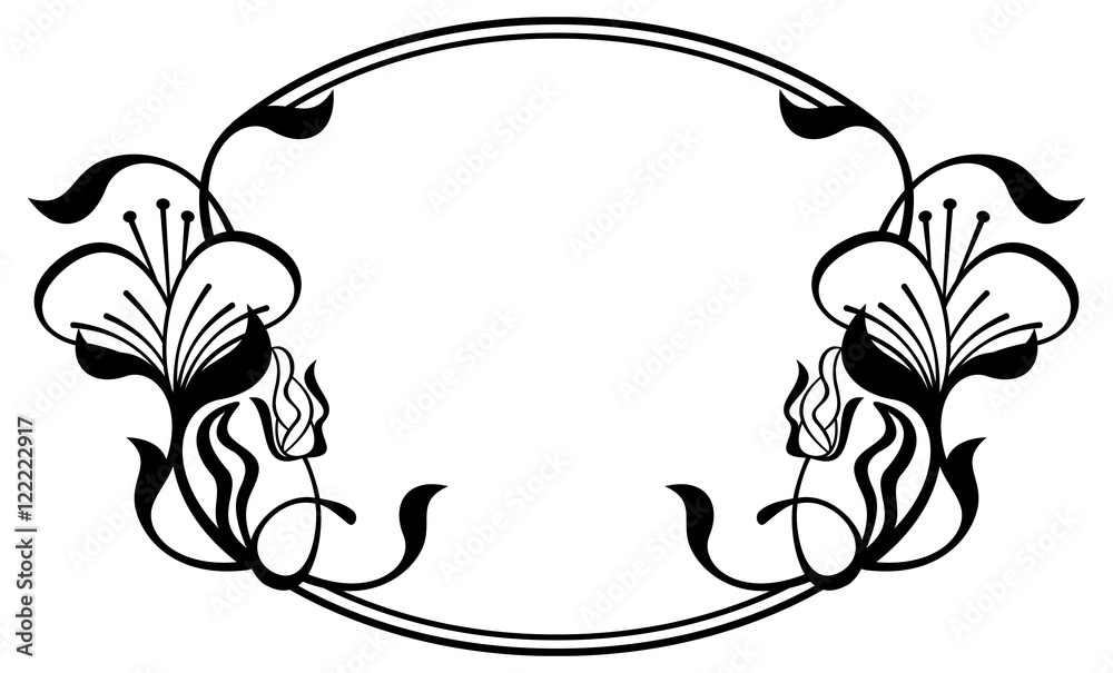 custom made wallpaper toronto digitalSilhouette oval frame with abstract flower ornament. Design element for banners, labels, greeting cards and wedding invitations. Copy space. Vector template.