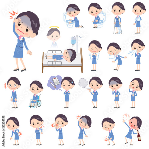 Cabin attendant blue woman sickness
