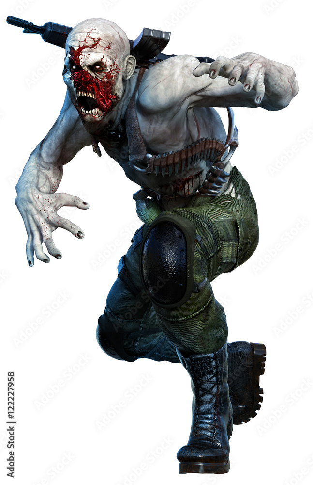 Zombie soldier with gun 3D illustration Zombie soldier with gun 3D illustration