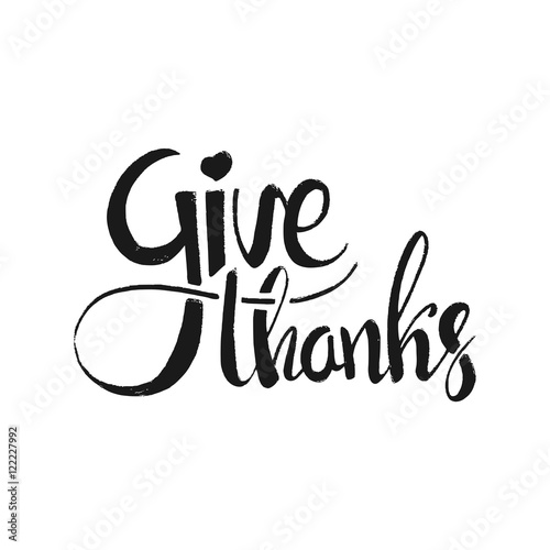 Give thanks hand drawn lettering