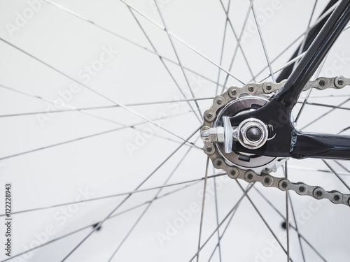 Bicycle Wheel Spoke and Chain details Black and white