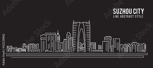 Cityscape Building Line art Vector Illustration design - Suzhou city photo