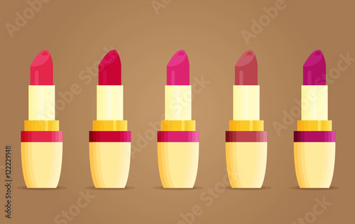 Makeup beauty vector lipstick tube. Accessory colorful lipstick