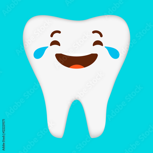 Healthy tooth icon, Laughing Emoticon. Smile icon. Isolated Vector Illustration