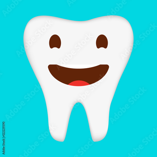 Healthy tooth icon, Laughing Emoticon. Smile icon. Isolated Vector Illustration