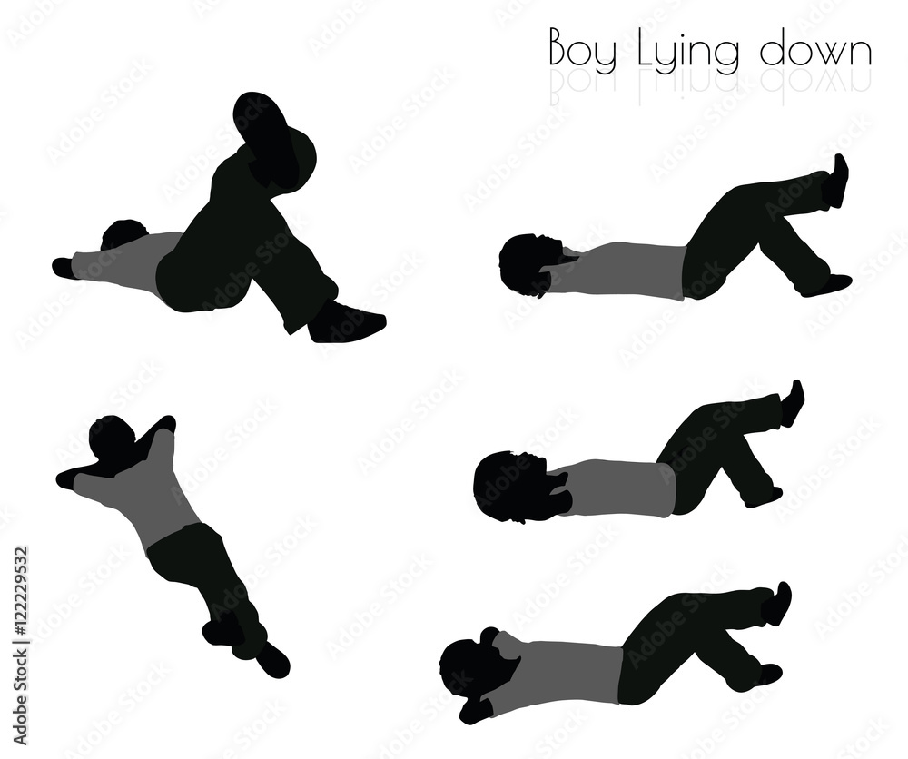 boy in Lying down pose on white background