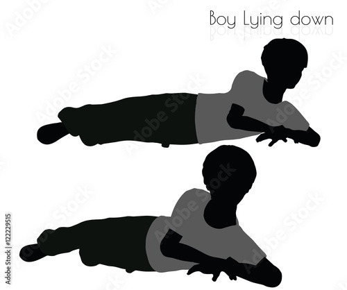 boy in Lying down pose on white background