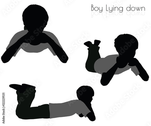 boy in Lying down pose on white background