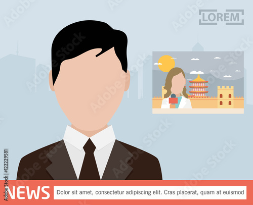 Broadcast news. media on television concept.
