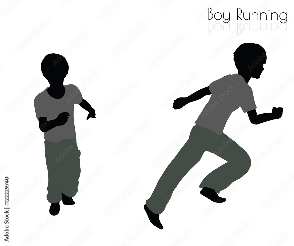 boy in Running pose on white background