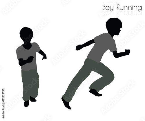 boy in Running pose on white background