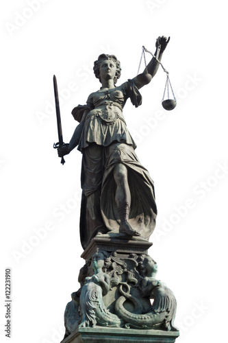 Bilde på lerret isolated statue of lady justice in Frankfurt Germany