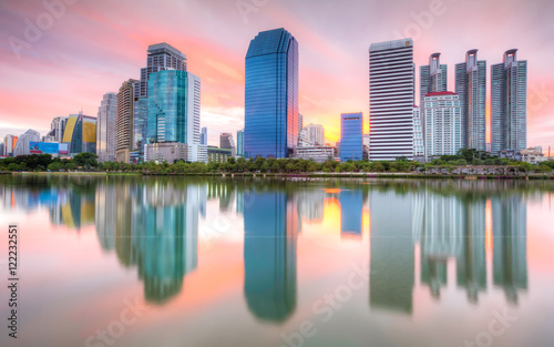 Bangkok Cityscape, Business district with high building at dusk (Bangkok, Thailand)     © poylock19