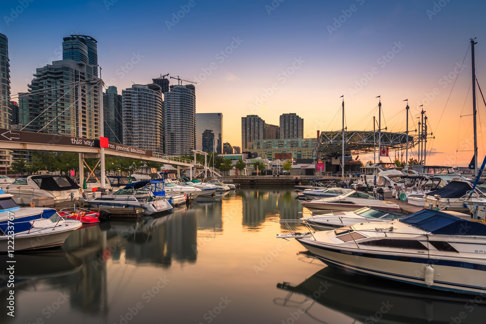 View of Toronto Harbour Front during sunset