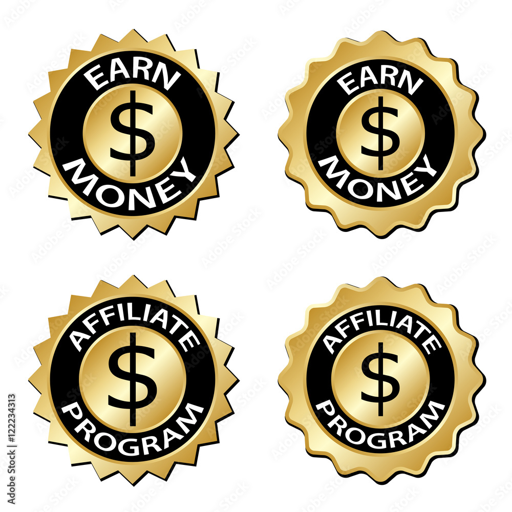 golden earn money affiliate program label vector golden earn money affiliate program label vector